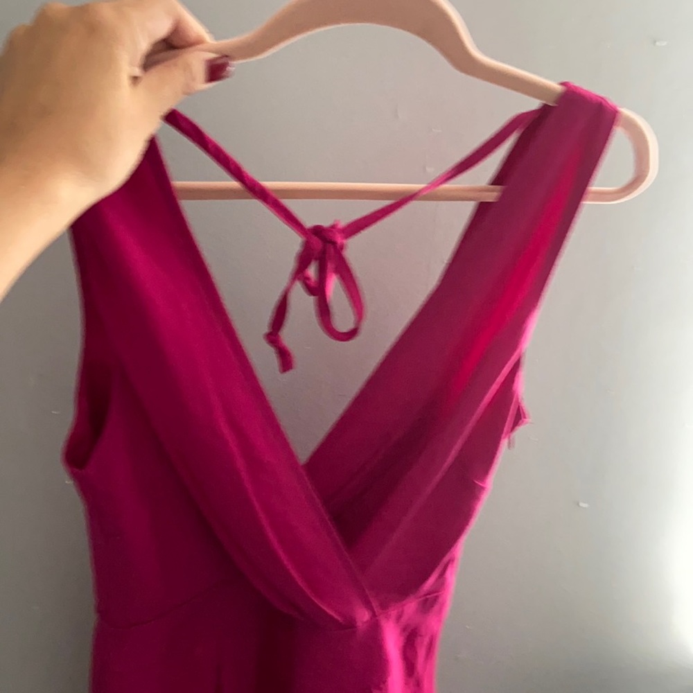 Magenta short jumper size medium with neck tie v neck